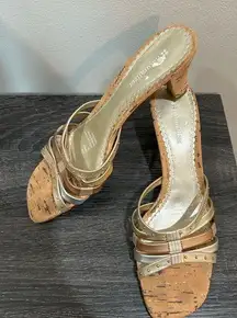 Naturalizer  Sana Silver Bronze Leather 2" Heel Shoes 9M Women's Open Toe hills.