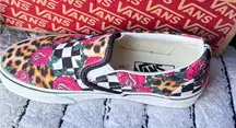Vans Classic Slip -ON Rose /Animal checkerboard skate Shoes