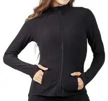 Yogalicious‎ Lux Black Full Zip Jacket Women's Size L Thumbholes Athleisure