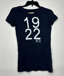 Hollister Women’s T-Shirt Size Medium Navy Blue 1922 HCO Graphic Tee