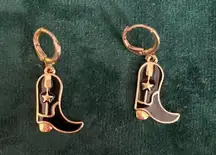 Cowboy boots dangle earrings hoops