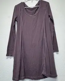 Lush Long Sleeve Sweater Dress Ribbed Knit Midi with Front Slit Medium Casual