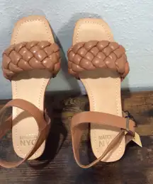 NWT Madden NYC braided Heels Square Womens Size 9 Brown Chunky