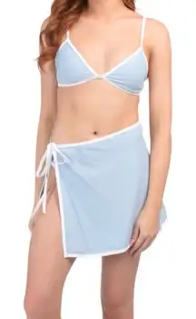 WILO Light Blue Bikini‎ & Skirt Set Size Medium NWOT