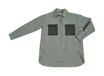 Lululemon Grid Fleece Hiking Overshirt Laurel Green Medium Olive Snap Button Top