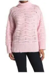 FRNCH Paris Pink Cable Knit Turtleneck Sweater