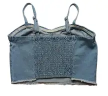 Japna  Denim Crop Top Size SMALL Bustier Corset Sweetheart Neckline New