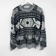 90s Vintage Grandpa Sweater Size XL Geometric Comfy Baggy Academia