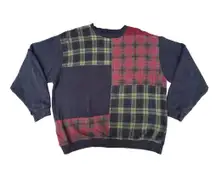 Vintage  Plaid Blue Crewneck Sweater