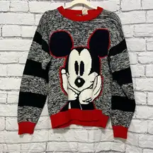 Disney Micky & Co Vintage Pullover Striped Micky Mouse Sweater Size Medium