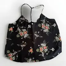 Nine Britton Jacki Black Floral Scallop Detail‎ Tank Women’s Size Large