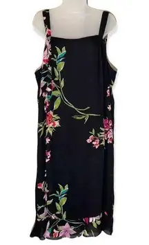 Mint Julep Black Floral Square Neckline Dress 2X
