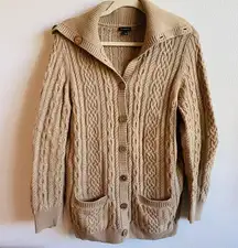 Talbots Tan Cable Knit Cardigan Sweater