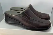 Naturalizer Women Brown Leather Slip On Mule Clogs Wedge Comfort Shoes Size 8.5M