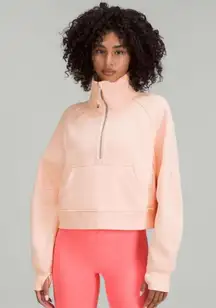 Lululemon Oversized Funnel Neck Half-Zip Scuba sweatshirt 
Peach Satin size M/L