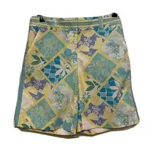 Lilly Pulitzer Bermuda Shorts Octopus Crab Floral Size 2‎ Blue Yellow Flat Front