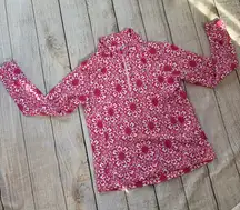 Vineyard Vines‎ Performance Sz Large Pink White Medallion Quarter Zip Pullover