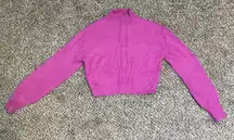 Hot Pink Mock Neck Crop Sweater