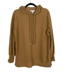 Nine West Fuzzy Tan Ribbed Hoodie