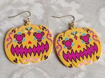 Sugar Skull Day of the Dead Jack O'Lantern Earring