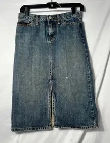Vintage Y2K Gap Denim Midi‎ Skirt Size 2 Blue