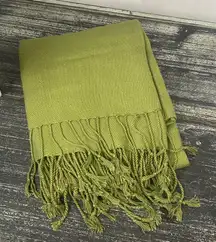 Pashmina Army Green Rectangular Fringe Trim Scarf OS