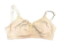 Vintage 34D Embroidered Underwire Bra Ivory Floral Eyelet Lace Romantic Lingeri