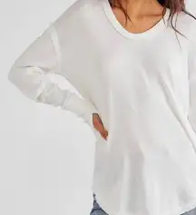 Free People We The Free Colby Long Sleeve Oversized Slouchy White Tee Size Large