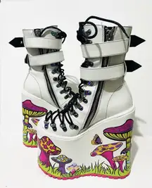 Dolls Kill Psychedelic Fairytale Double Stack Platform Boots