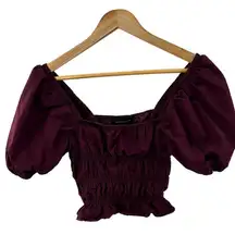 Endless Rose Crop Top Purple Puff Sleeve Square Neck Top Size Medium