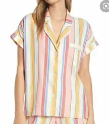 Madewell Bedtime Pajama Top in Rainbow Stripe Size‎ Medium #L0342