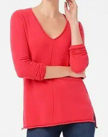 J.‎ Crew Factory Woman's Sz S Red V Neck Step Hem Fall Cotton Wool Sweater AC623