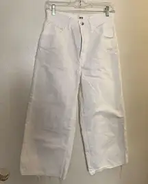 Uniqlo Womens White Cropped Denim Jeans 28x21 Pants Waist 28” Capri Inseam 21”