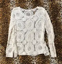Y2K Boho Crochet Long Sleeve Top
