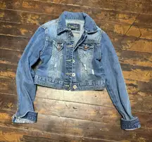 Rue 21 cropped basic minimalist S distressed denim jacket