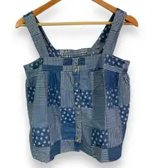 NWT Lucky Brand Highest Quality Patchwork Cannabis Leaf Denim Tank Top