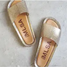 MELISSA | Gold Silver Glitter Beach Slide Sandals Sandal Jellies Jelly | Size 5