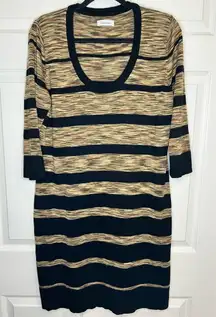 Calvin Klein Women’s Black Bronze Marled Scoop Neck Sweater Dress - PTP 22”