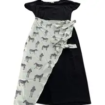 Never Fully Dressed Dress Womens US 8 Black Zebra Print Tie Waist Midi‎ Belted