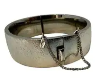 Monet silver tone wide vintage safety chain bracelet