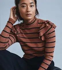 Anthropologie  T.La Ruffled Turtleneck Top size S NWT Black Motif Cottagecore