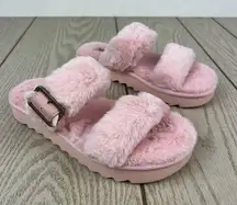 Koolaburra by Ugg  Furr-ah Buckle Double Strap Slipper Sandal US5 Pale Blush $60