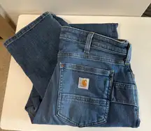 Carhartt Women Rugged Flex Relaxed Straight Fit Stretch Denim Jean 105383 Sz 8T