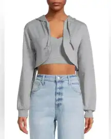 Almost Famous Women's Junior' Bralette & Bolero Hoodie, 2-Piece Set