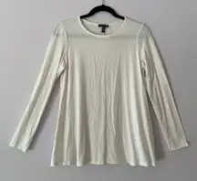 Eileen Fisher White Long Sleeve Shirt Crewneck Tencel Soft Women's size Small