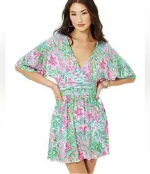 Womens Lilly Pulitzer Parigi Skort Romper Amalfi Blue Leaf it Wild