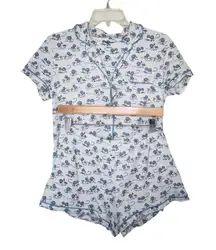 Roller Rabbit Medium Blue White Mouse Print 2 Piece Pajama Set