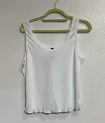 Wildfox Sport White Cropped Ribbed Tank Sz XL