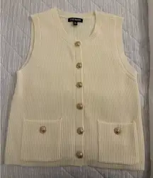 Steve Madden Ivory Knit Vest with Metallic Buttons