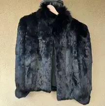 French Vintage black fur coat size medium EDGY FEMININE excellent quality